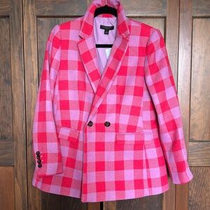 Ann Taylor Double Breasted Long Blazer in Plaid NWT
